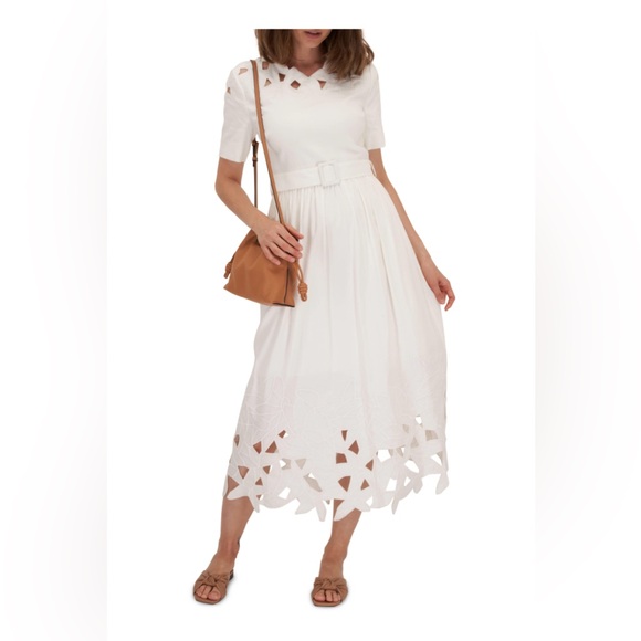Jonathan Simkhai Dresses & Skirts - NWT SIMKHAI White Jilly Abstract Embroidery Short Sleeve Midi Dress US 4 $395